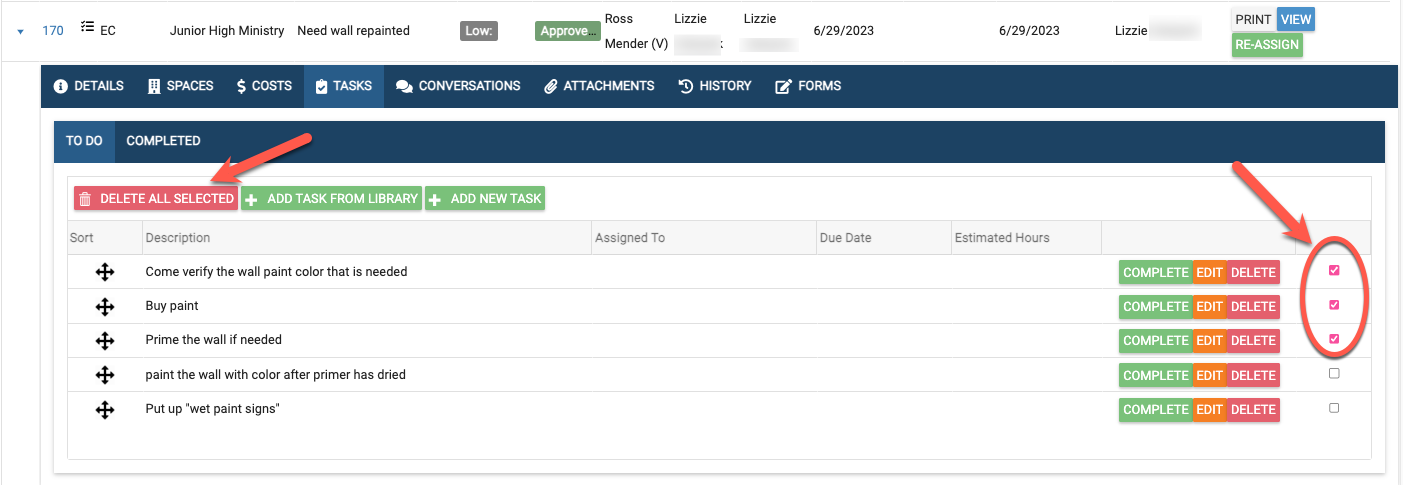 How to Bulk Delete Tasks on Work Orders